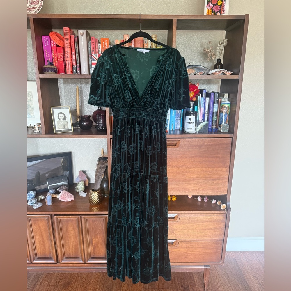 Baltic Born Green Flutter Sleeve Maxi Gown